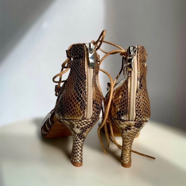 Salsa Shoes for Ladies - Gold Snake Print - Image 8