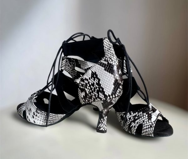 Salsa Shoes for Ladies - White Snake Print - Image 4