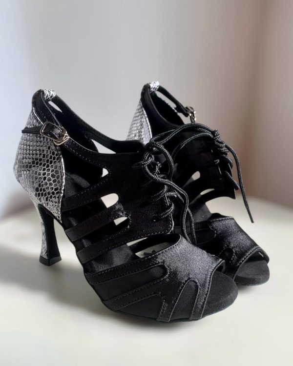 Salsa Shoes for Ladies - Black & White Snake Print - Image 2