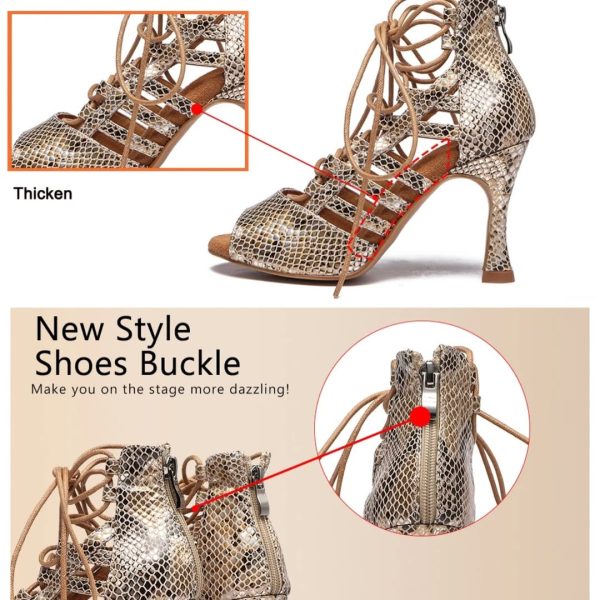 Salsa Shoes for Ladies - Gold Snake Print - Image 2