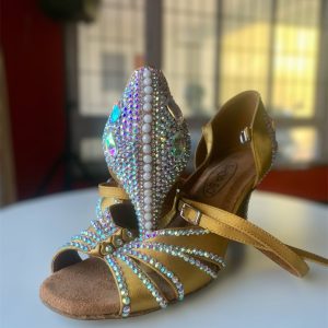 Salsa Shoes for Ladies - Glitters Rhinestones Salsa Heel