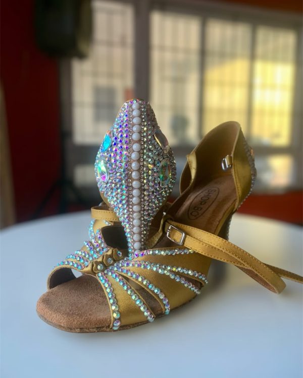 Salsa Shoes for Ladies - Glitters Rhinestones Salsa Heel